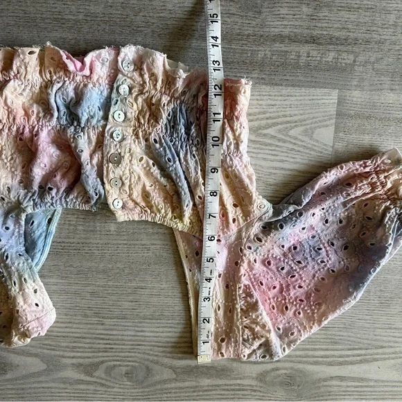 Urban Outfitters Tie Dye Puff Sleeve Crop Top XS - Picture 11 of 12